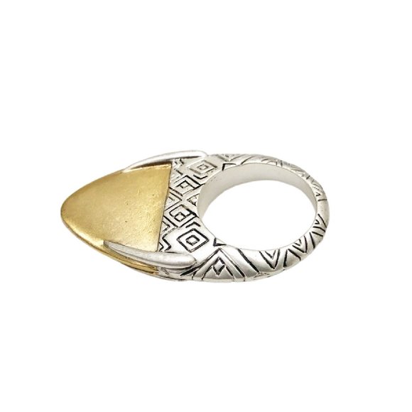 House of Harlow Engraved Dome Ring in Gold/Silver - Picture 4 of 4